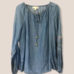 Michael Kors women medium chambray long sleeve top